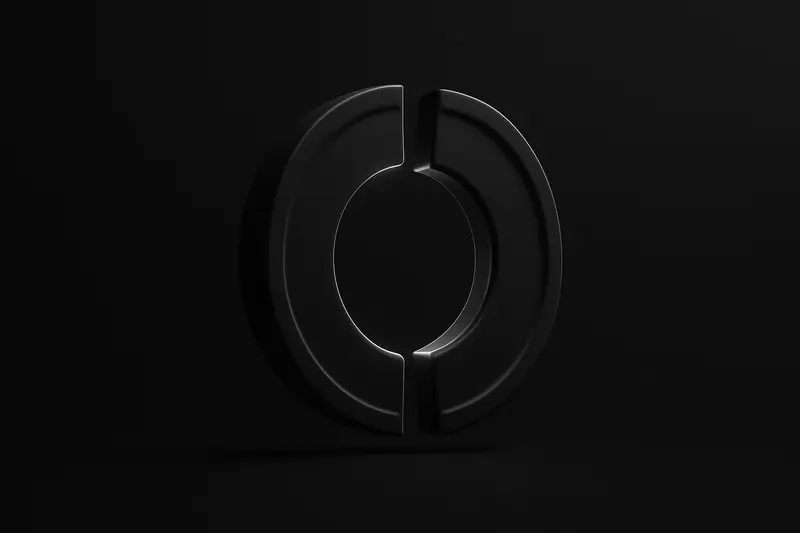 Two glowing coin halves labeled by color, misaligned with a bright gap, snapping into a complete circle on a dark background