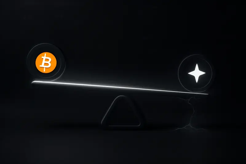 A dark metallic balance beam with a bright orange orb stable on one side and a dim gold orb slipping on the other.