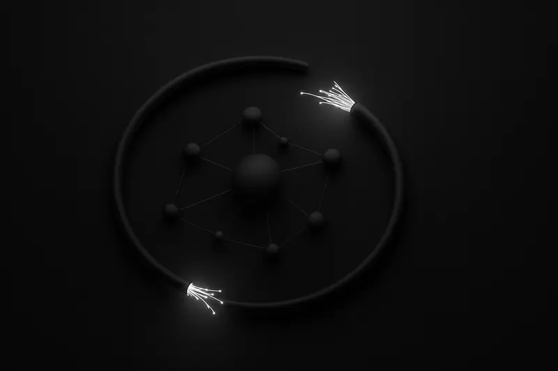 Black cover showing a glowing undersea fiber cable ring snapped in two, with scattered fading network nodes and red fracture sparks.