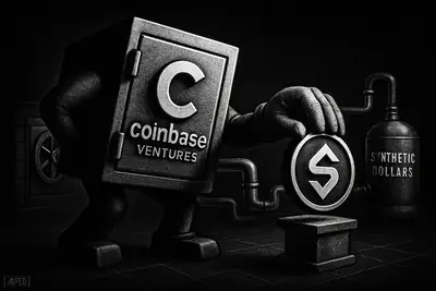 A grayscale cinematic vault-machine reaches to acquire a glowing medallion as DeFi channels connect two dark financial structures.