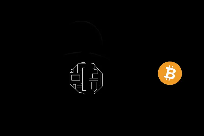 Dark crypto ATM silhouette on a black background, wrapped in a fractured padlock with fading neon circuit lines