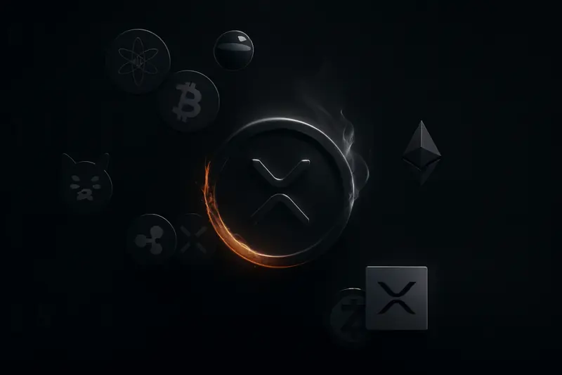 A dark cover showing a luminous circular coin halo, half forming from particles and half dissolving into embers on black.