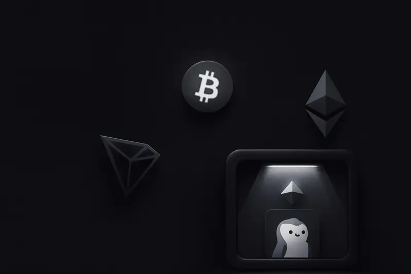 Obsidian vault holding a glowing faceted crystal, bound by frosty chains while thin red scanning beams sweep across a black background.