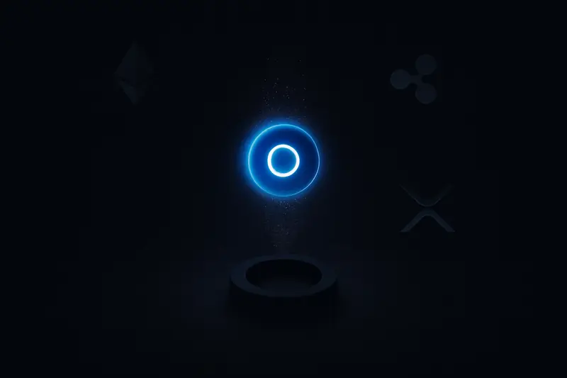 A glowing metallic coin disintegrates into embers and ash above a dark circular gauge that appears partially drained.