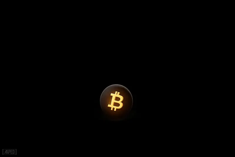 Glowing gold coin descending through dark turbulent waves under a black stormy sky with faint orange highlights