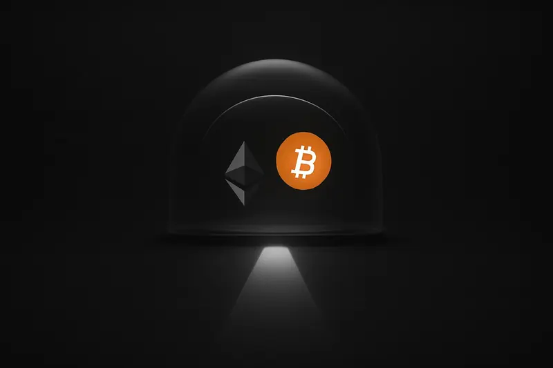 Dark cover with a luminous pathway of block-like tokens passing beneath a clear dome-shaped shield, surrounded by faint circuit lines.