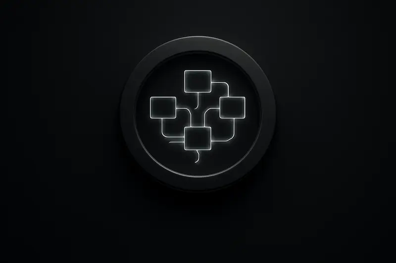 A dark background with a luminous blockchain lattice encircled by a metallic ring, suggesting control and structured boundaries.