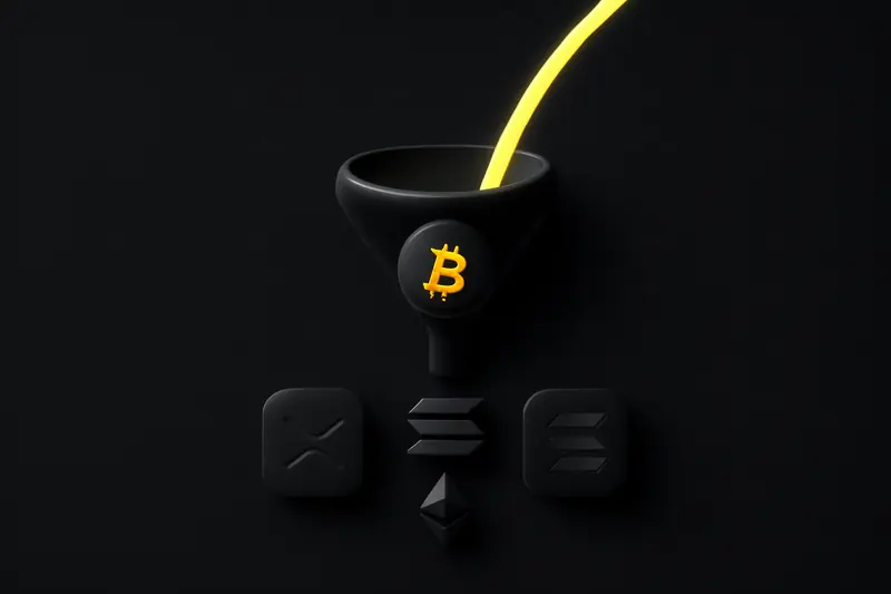 Glowing gold liquid pours into a single dark glass cube while three nearby cubes leak dim colored light on black.